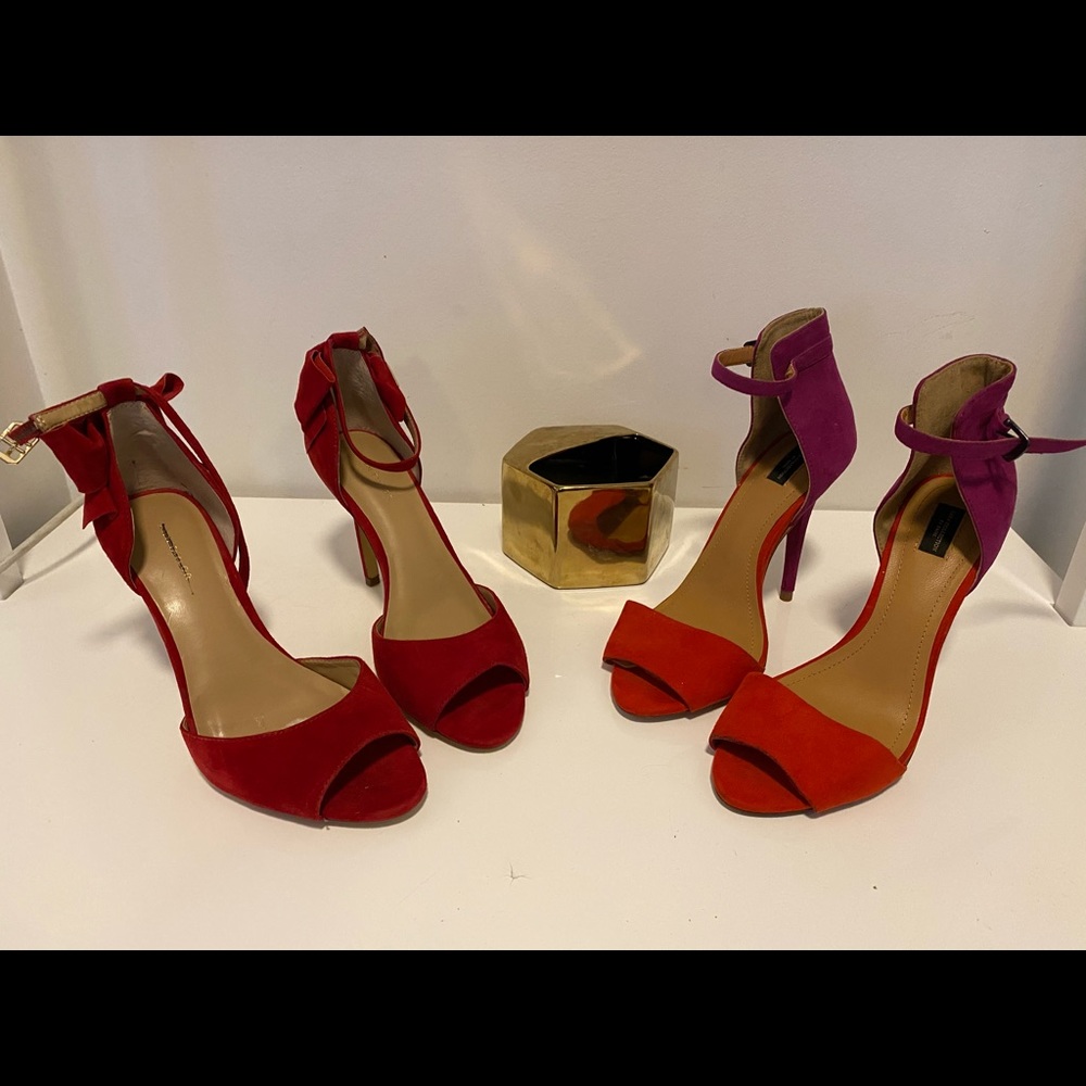 Zara 7.5 color block red / orange pumps! Size 7.5
